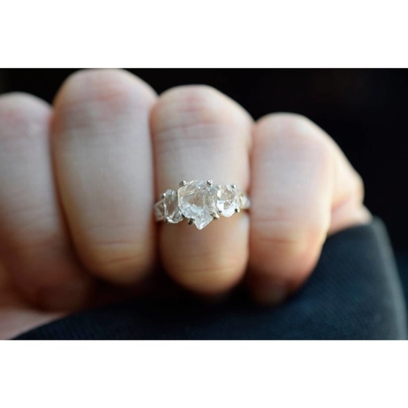 Alternative Engagement Ring Raw Stone Sterling Size 3 4 5 6 7 8 9 10 11 … - Picture 4 of 5